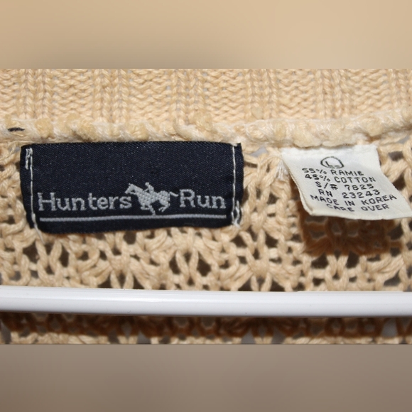 Vintage Hunters Run Cableknit Cardigan Cream Women's L - Picture 3 of 4
